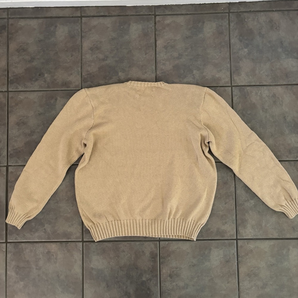 Polo Ralph Lauren Sweatshirt Mens Large Tan Crew Neck Sweater Long Sleeve - Picture 7 of 7
